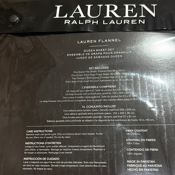 RALPH LAUREN Rhyne Floral Flannel 4 Piece Sheet Set 100% Cotton Queen New - Picture 5 of 5
